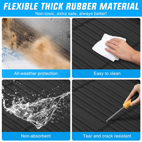 Truck Bed Mat 5.5ft Rubber Short Trunk Bed For 2007-2021 Toyota Tundra, TPE Heavy-Duty Pick-up Bed Liner for Toyota Tundra Accessories, Anti-Slip Texture, All Weather Protection