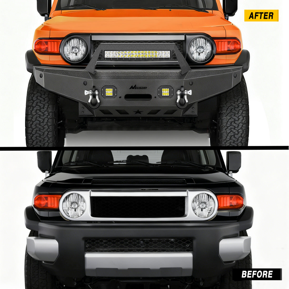 2007 2008 2009 2010 2011 2012 2013 2014 Toyota FJ Cruiser Front Bumper Winch Plate Offroad 120W Light Bar 18W LED Light Pods 2 D-Rings