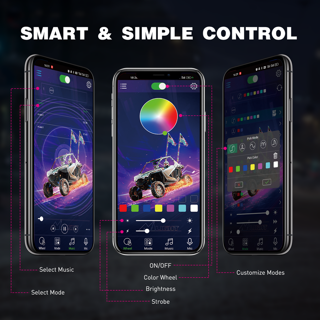 Nilight RGB LED Rock Lights Kit 10 Pods Underglow Multicolor Neon Pod with Remote & Bluetooth App Control DIY Flashing Music Mode Wheel Well Light for Truck ATV UTV RZR SUV