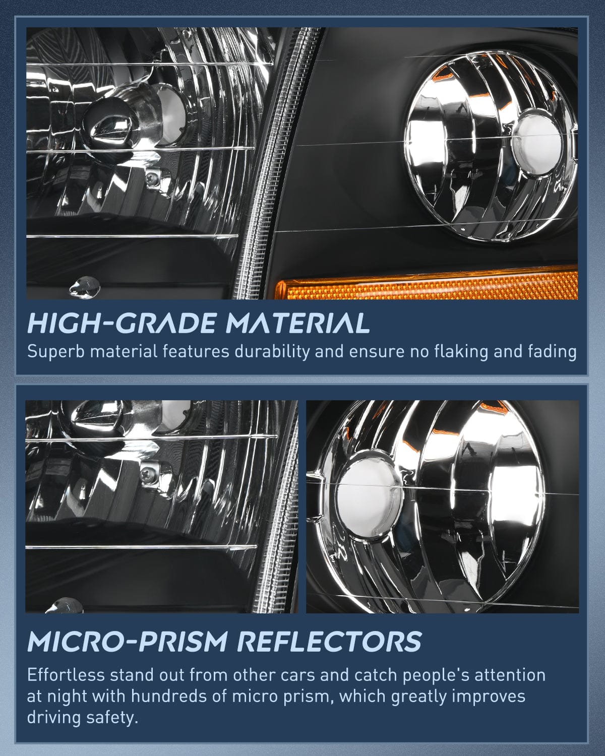 Headlight Assembly 1997 1998 1999 2000 2001 2002 2003 Ford F150 Headlight Assembly Expedition Black Housing Amber Reflector