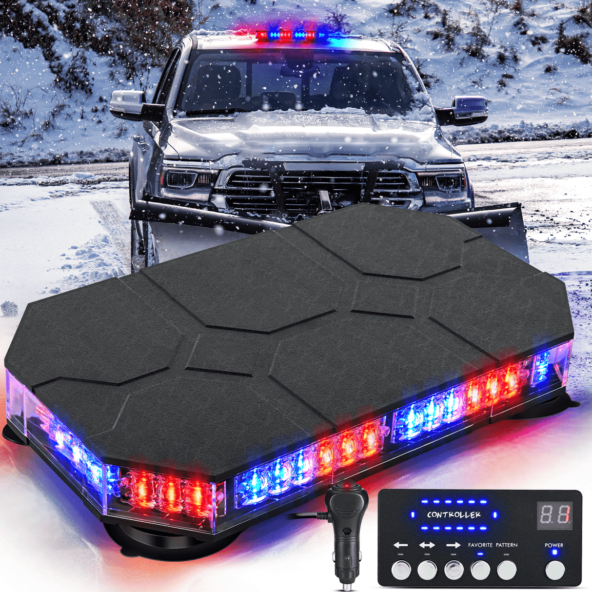 Roof Top strobe light 42 Leds Roof Top Blue Red Emergency Strobe Light Control Panel Magnetic Mount