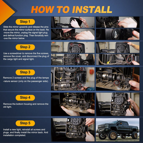 Signal Light 2016 2017 2018 2019 Chevy Silverado GMC Sierra 1500 2500HD 3500HD Side Mirror Marker Light