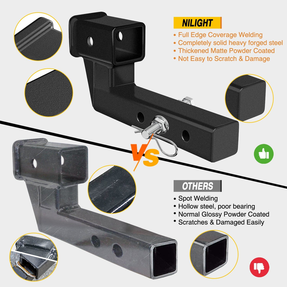 Trailer Hitch 2 Inch Trailer Dual Hitch Receiver with 4Inch Rise or Drop