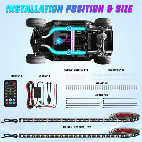 Led light Strip 4Pcs Golf Cart Underglow Light Kit for EZGO Yamaha Club Car