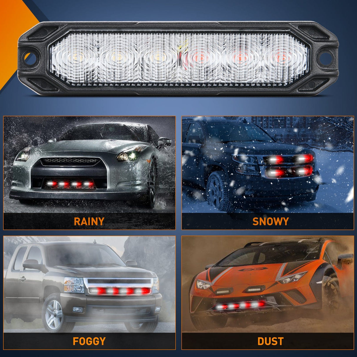 led strobe light 4PCS 6 LED Red and White Emergency Warning Strobe Lights