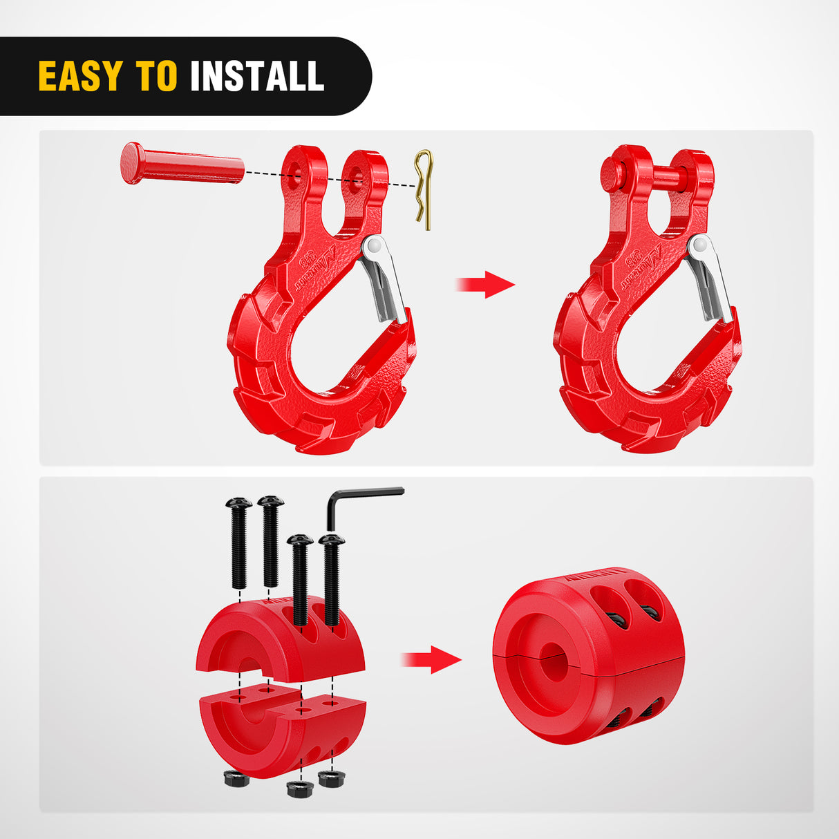 winch hook 3/8 inch Grade 70 Winch Hook Red