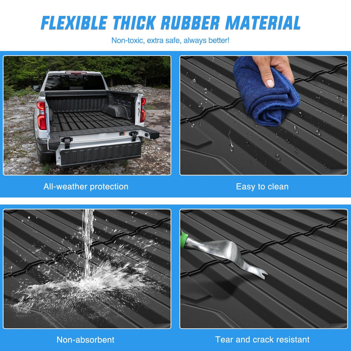 Truck Bed Mat 5ft Rubber Short Bed For 2015 2016 2017 2018 2019 2020 2021 2022 Chevy Colorado/GMC Canyon