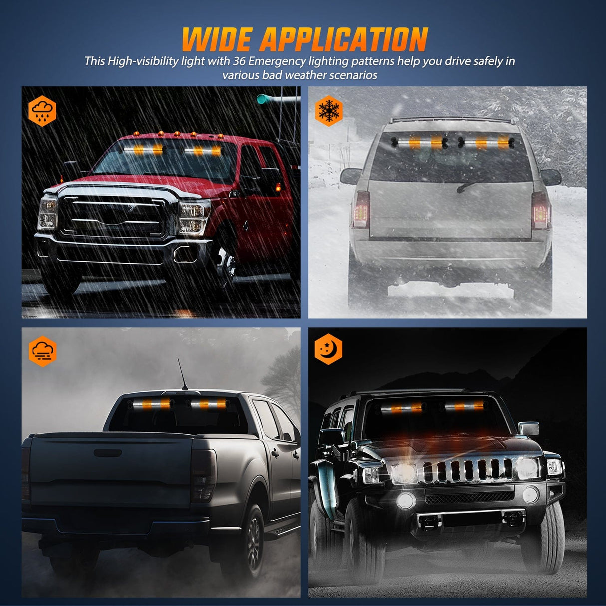 Led Strobe Light 144 LED Strobe Traffic Advisor Light Bar Amber White with Controller 2 in 1 Automotive Emergency Warning Flashing Police Windshield Lights Bars for Cars Tow Plow Trucks Construction Vehicles