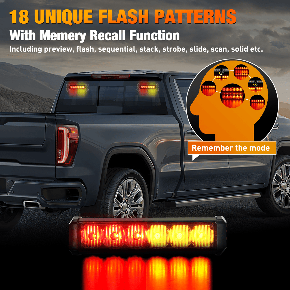 Led Strobe Light Nilight 12LED Emergency Strobe Traffic Advisor Light Bar 2 in 1 Amber Red Dash Warning Safety Flashing Lights Front/Rear Windshield Construction Lights for Trucks Cars Plow Police Firefighter Vehicles