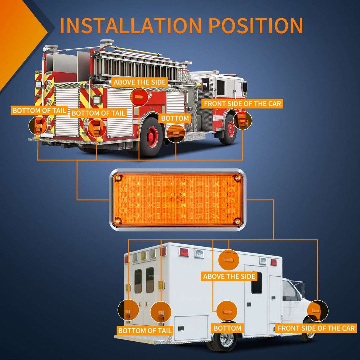 led strobe light 42LED Amber Wireless Magnetic Strobe Lights Surface Mount Waterproof 5 Patterns (Pair)