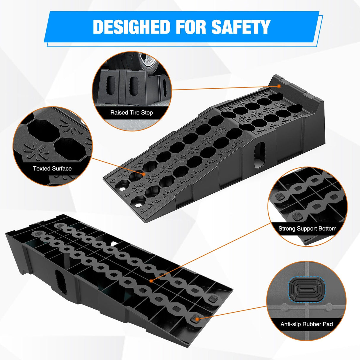 Curb Ramp 6.7Inch Lift Heavy Duty Truck Ramps 16000lb Capacity Portable Service Ramps