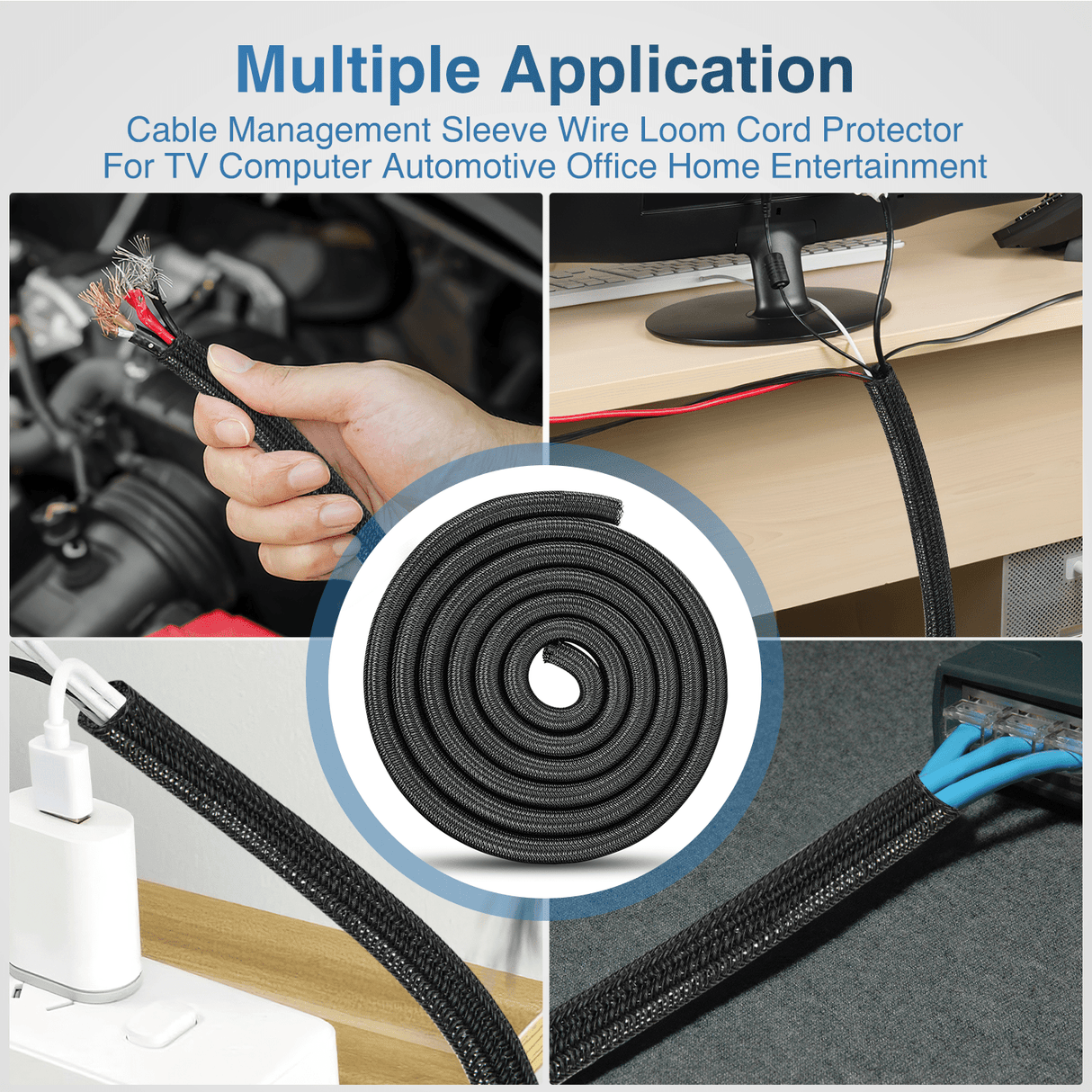 Wiring Harness Kit 25ft-1/2inch Cable Management Sleeves