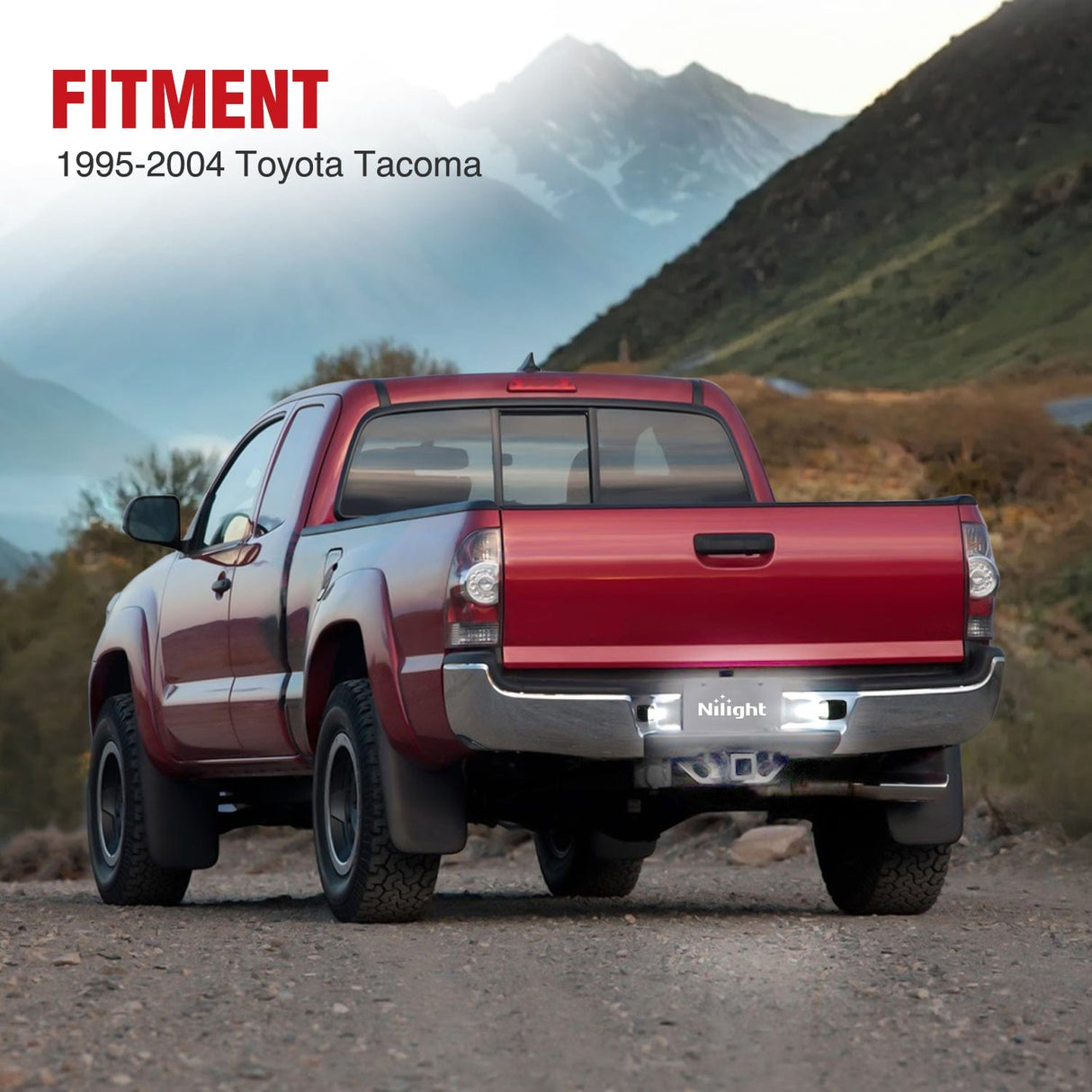 Tail Brake Turn Reverse Lights License Plate Lights Compatible with 1995 1996 1997 1998 1999 2000 2001 2002 2003 2004 Toyota Tacoma Black Housing 6000K White 2PCS Pack