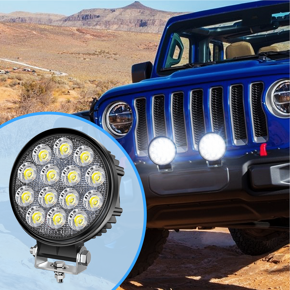 Nilight 2PCS Stainless Steel Mounting Base Brackets Adjustable Mount Bracket Kits for Round and Square 4.5Inch 27W 42W LED Light Bar