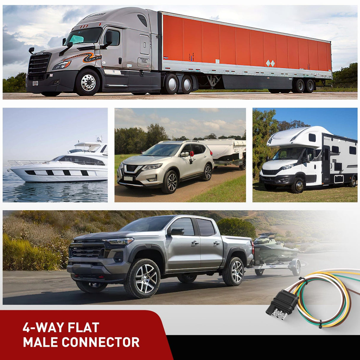 Wiring Harness Kit 25inch 18AWG 4 Pin Trailer Wire