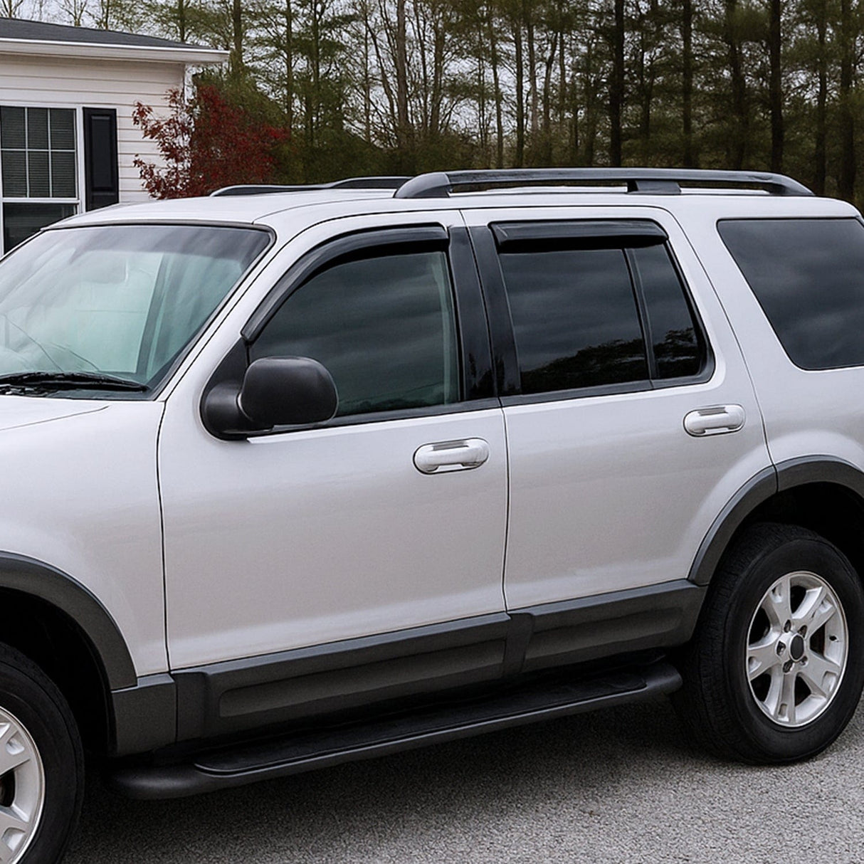 Rain Guards Tape-On Rain Guards for Ford Explorer 2002 2003 2004 2005 2006 2007 2008 2009 2010, Window Visors Vent Wind Deflectors-4PCS