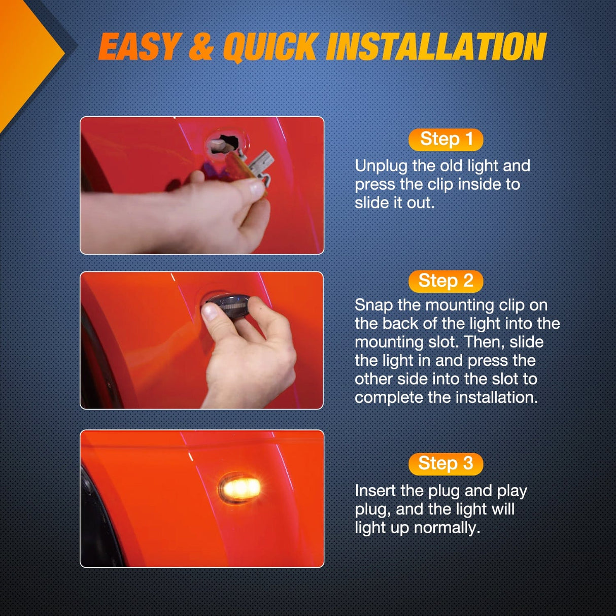 Side Marker Clearance Lights 4 PCS 3 LED Red Amber Wheel Fender Side Marker Lights Smoked Lens Compatible With 2011-2016 F250 F350 F450 F550 Super Duty