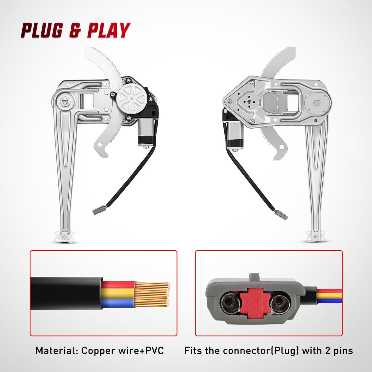 Window Regulator Power Window Regulator with Motor Assembly Replacement for Ford Ranger 2011-1993, Front Passenger Side, 741-832