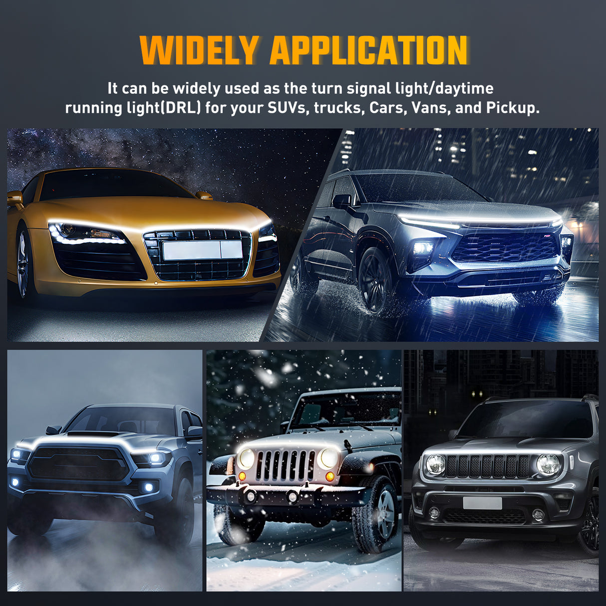 Led light Strip LED Hood Light Strip, 59Inch Flexible Car Hood Light Waterproof Dynamic Startup Daytime Running Light for Cars, SUVs, Trucks, White