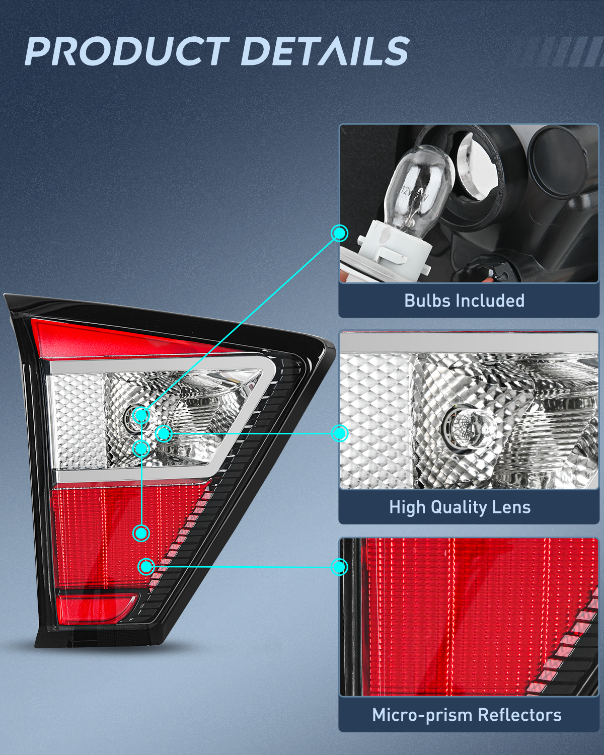 Nilight Taillight Assembly Compatible with 2017 2018 2019 Ford Escape Kuga Inner Rear Lamp Replacement OE Style LED and halogen bulbs Driver Side