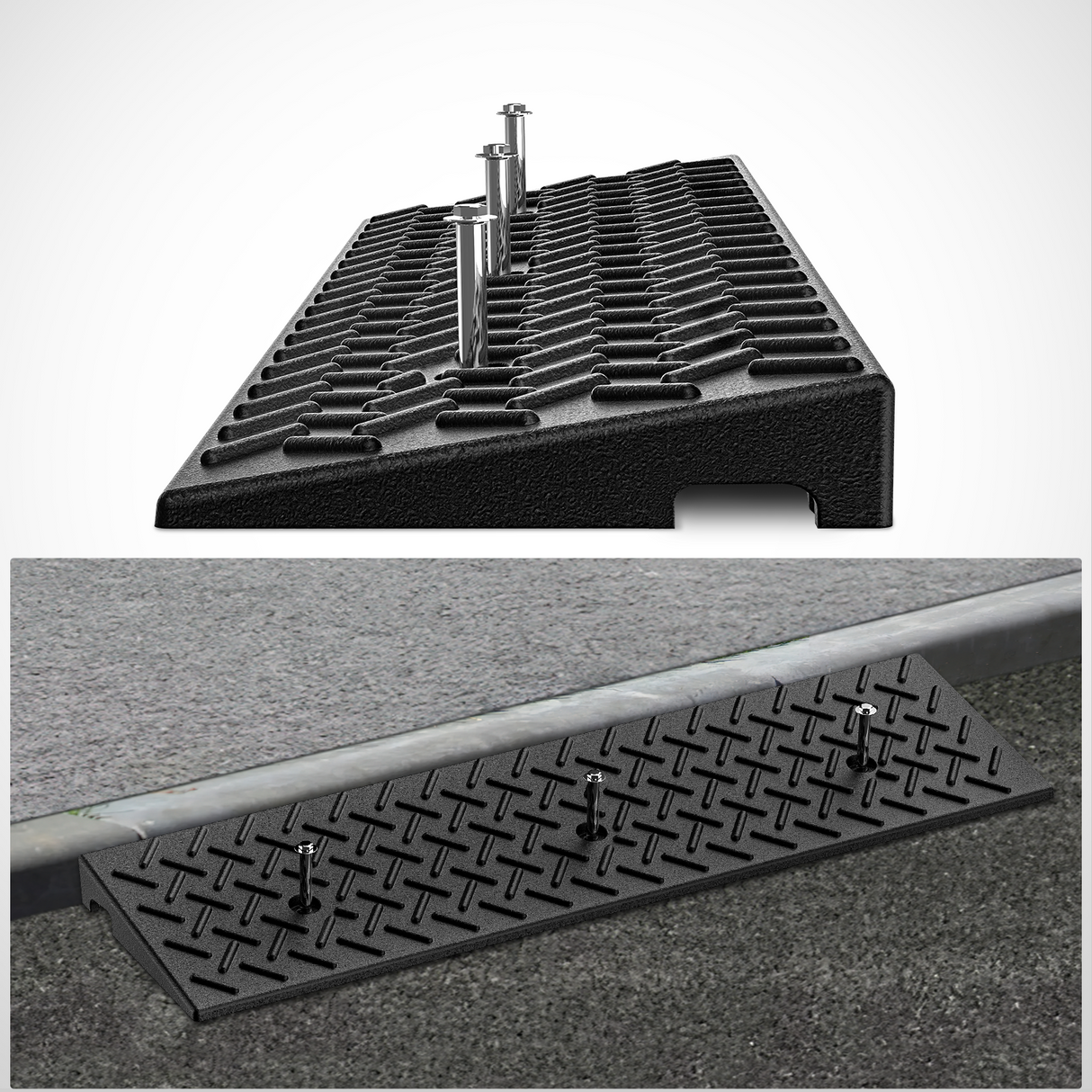 Nilight 2Inch Rise Curb Ramps, Heavy Duty Rubber Driveway Threshold Shed Ramp for Sidewalk Cars Lawn Mower Wheelchairs Motorcycles, 3300lbs Load Capacity