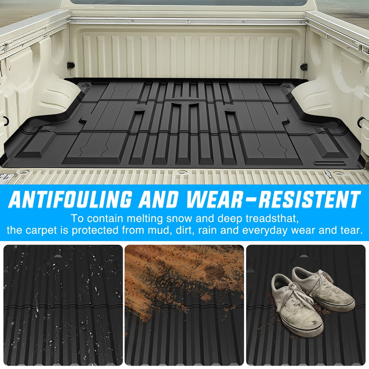 trunk Truck Bed Mat 5.5 FT for 2004-2025 Nissan Titan, TPE Heavy-Duty Pick-up Bed Liner Accessories, Anti-Slip Texture, All Weather Protection