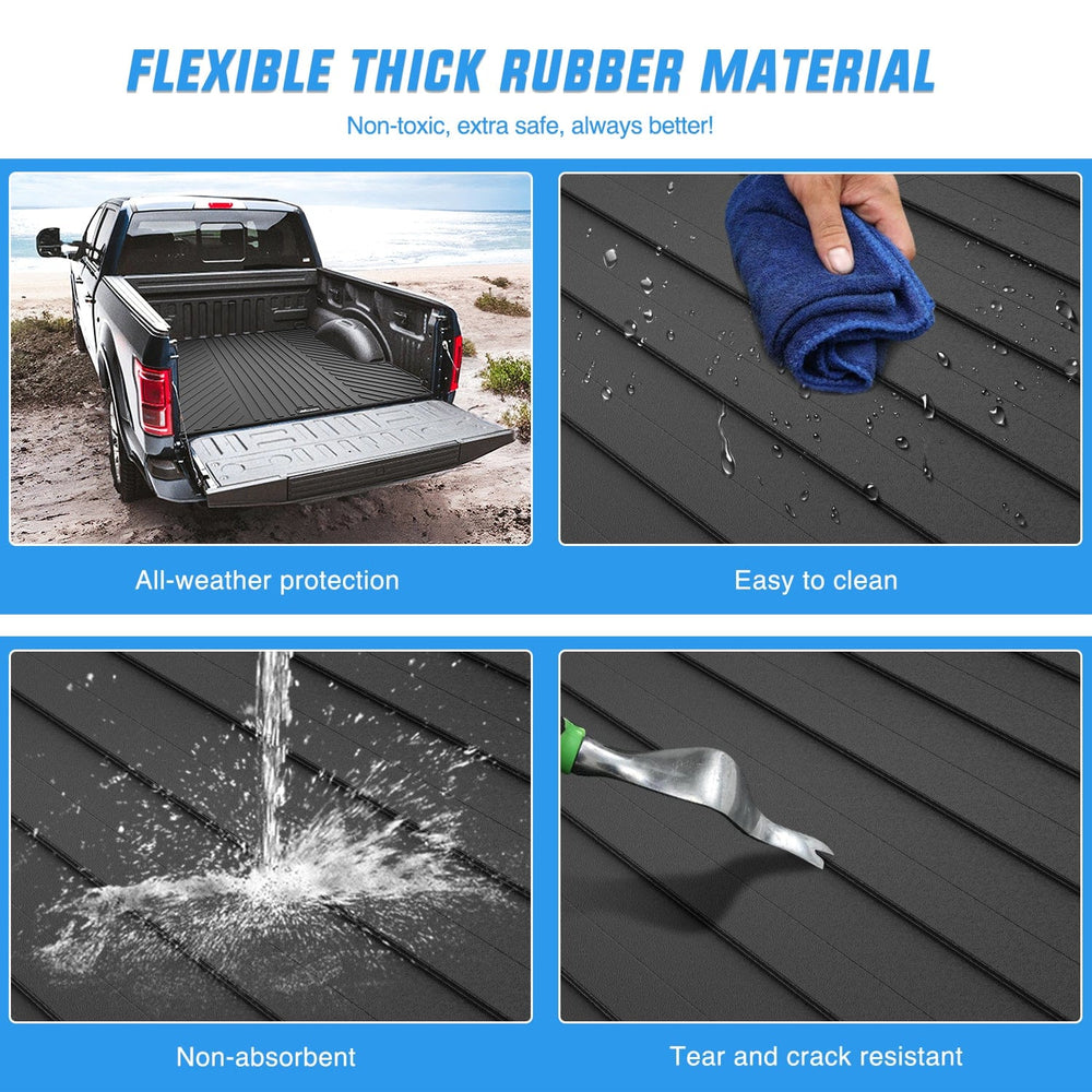 Truck Bed Mat 5.5ft Rubber Short Bed For 2015 2016 2017 2018 2019 2020 2021 2022 Ford F150 SuperCrew Cab