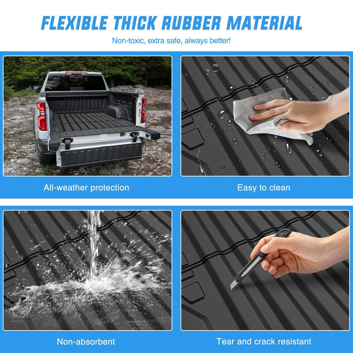 Truck Bed Mat 5ft Rubber Short Bed For 2023 2024 Chevy Colorado