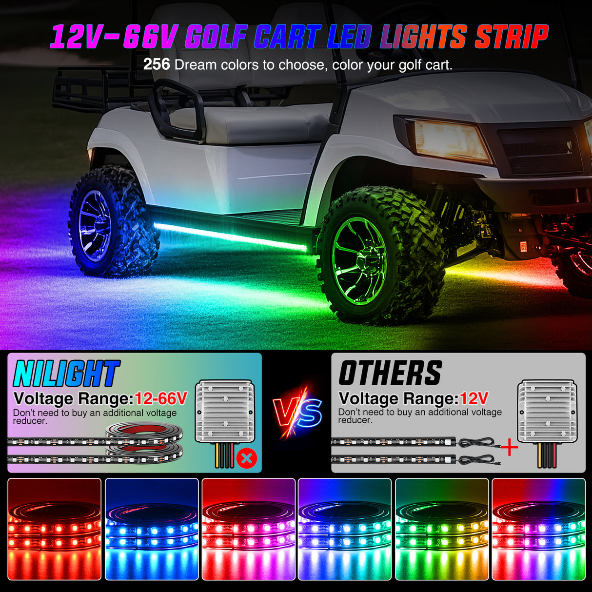2Pcs Golf Cart Underglow Light Kit for EZGO Yamaha Club Car
