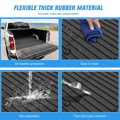Truck Bed Mat 5.5ft Rubber Short Bed For 2022 2023 2024 Toyota Tundra