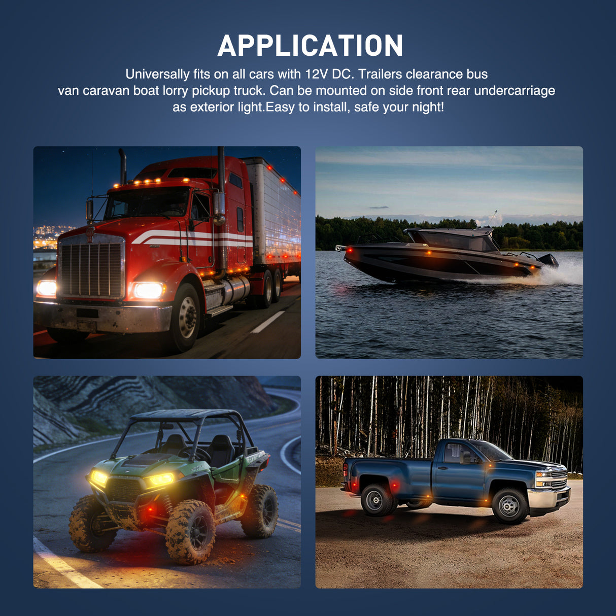 3/4 inch White Amber Red Round LED Marker Lights (30 Pcs)