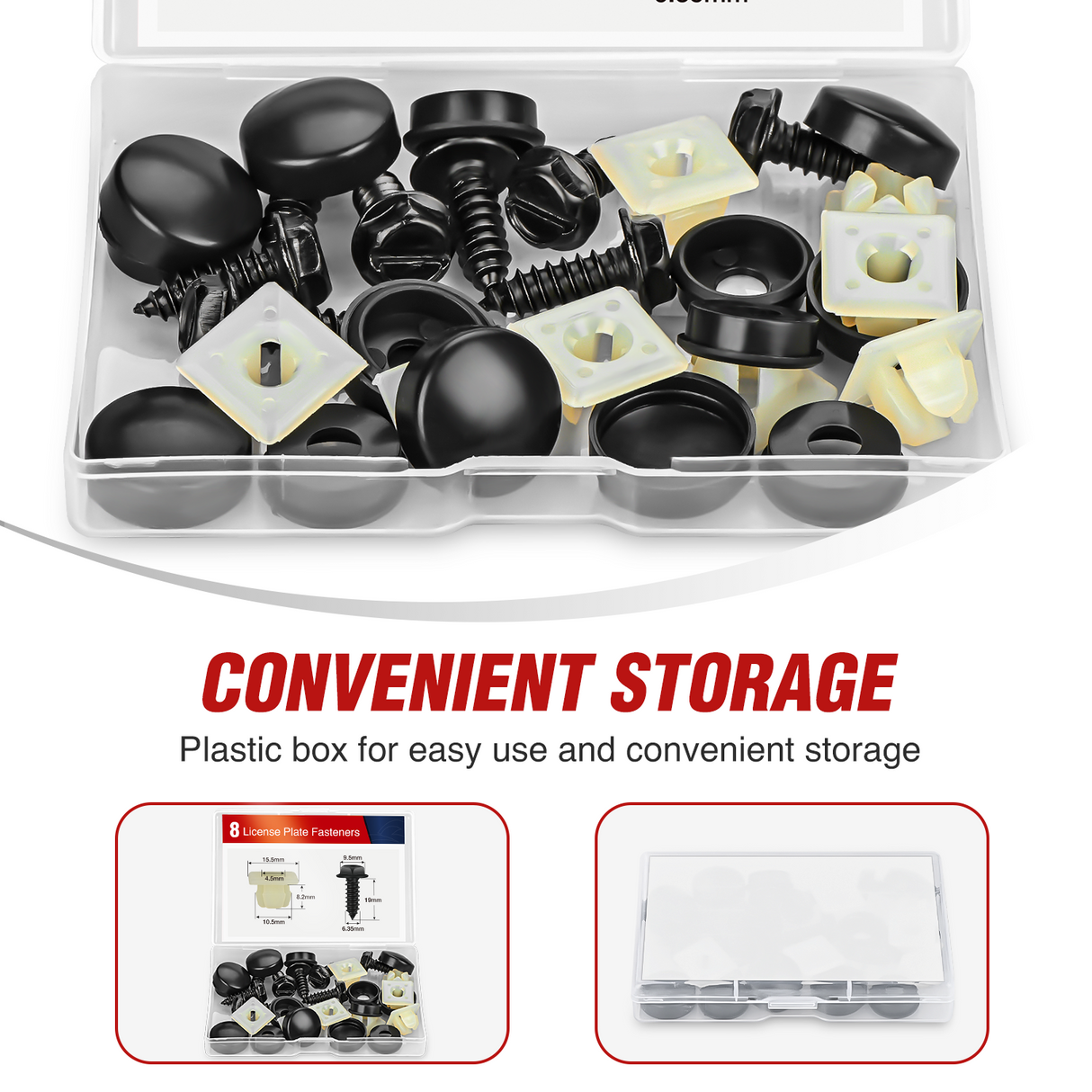 Nilight License Plate Screw Kit for Fastening Front and Back License Plates on Cars, Suvs, and Trucks Black Zinc Plated Rust-Proof and Anti-Rattle License Plate Bolts (Set of 8)