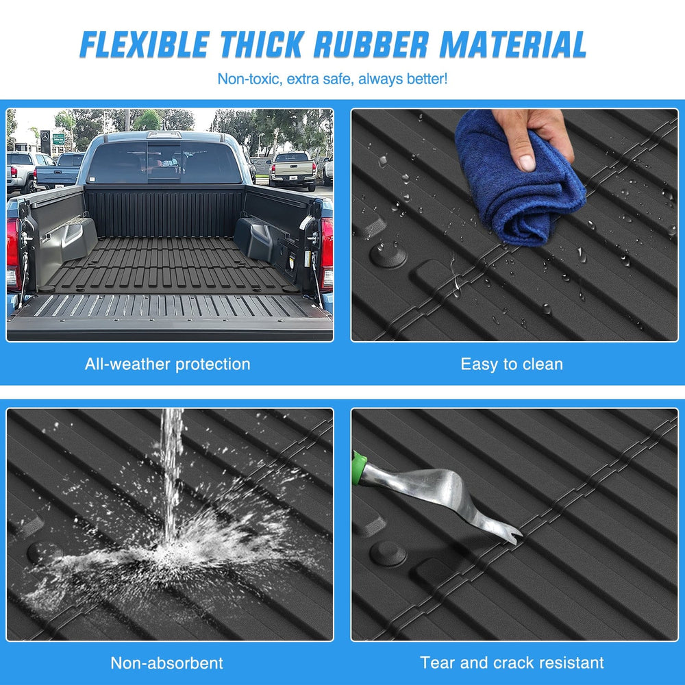 Truck Bed Mat 5ft Rubber Short Trunk Bed For 2005 2006 2007 2008 2009 2010 2011 2012 2013 2014 2015 2016 2017 2018 2019 2020 2021 2022 2023 Toyota Tacoma