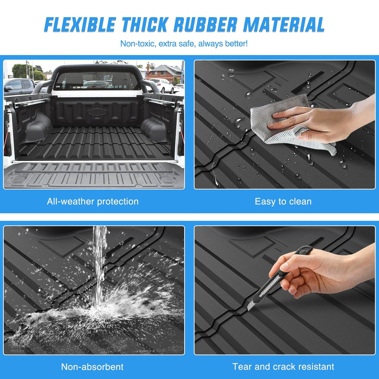 Truck Bed Mat 5ft Rubber Short Bed For 2019 2020 2021 2022 2023 2024 Ford Ranger