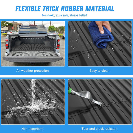Truck Bed Mat 5ft Rubber Short Bed For 2022 2023 2024 Nissan Frontier