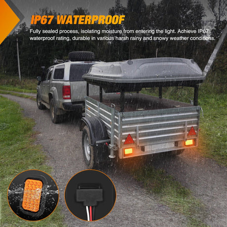 Tail Brake Turn Reverse Lights 2 Pcs 5 X 3 Inch 24 Led Amber Rectangular Trailer Tail Light