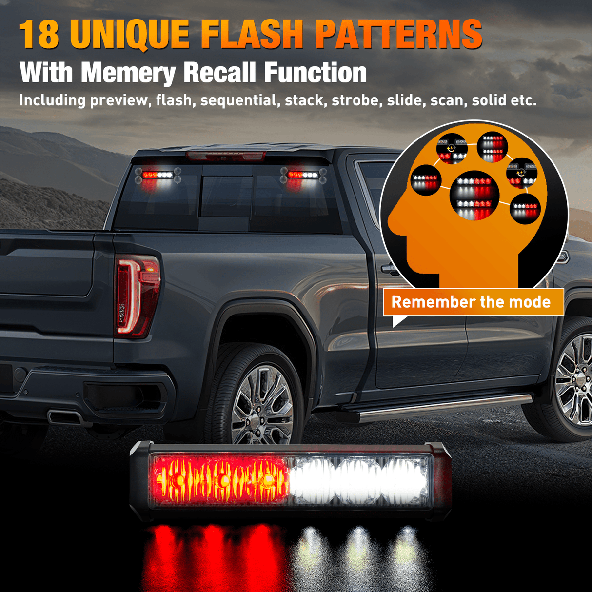 Led Strobe Light 12LED Emergency Strobe Traffic Advisor Light Bar 2 in 1 Red White Dash Warning Safety Flashing Lights Front/Rear Windshield Construction Lights for Trucks Cars Plow Police Firefighter Vehicles