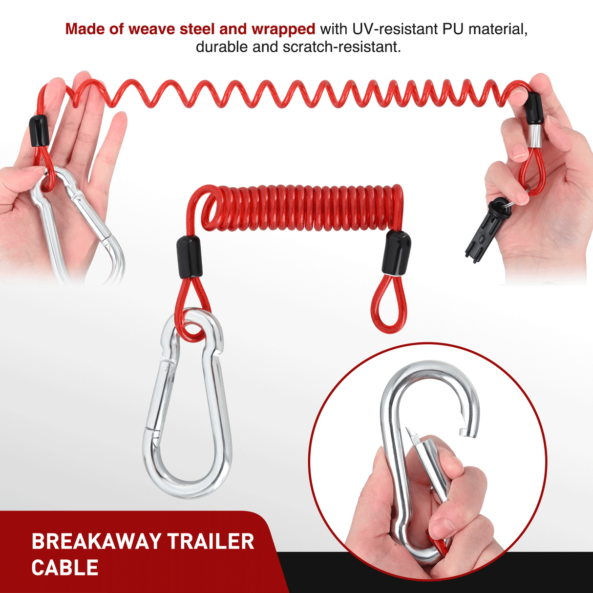 Wiring Harness Kit Trailer Breakaway Switch with 4FT Spring Coiled Cable