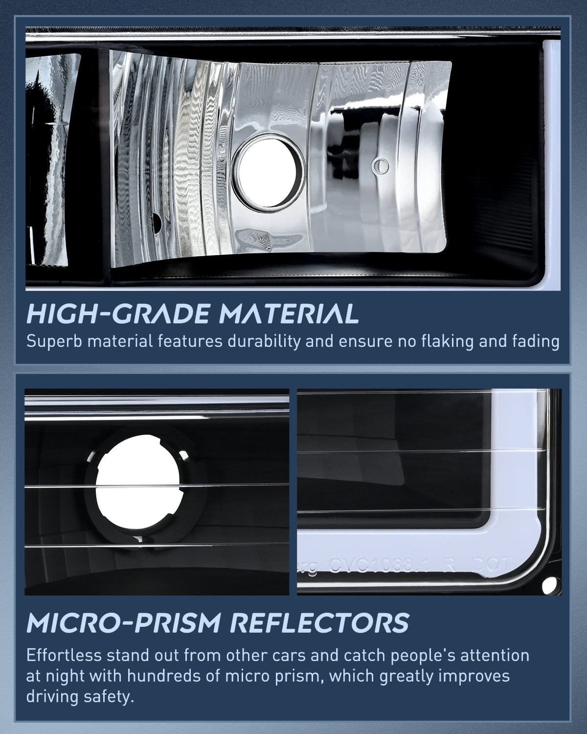 Headlight Assembly 1988 1989 1990 1991 1992 1993 1994 1995 1996 1997 Chevrolet GMC C10 C/K 1988-1999 Silverado Suburban Sierra Blazer Tahoe Yukon DRL Headlight Assembly Black Housing