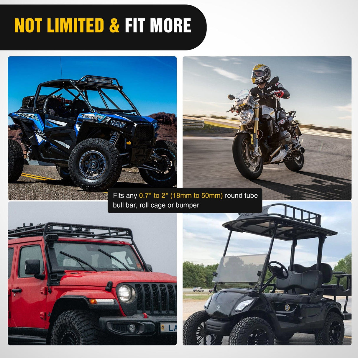 Mounting Accessories 2Pcs Motorcycle Tube Clamp Mounting Brackets 0.7 to 2Inch Round Tube