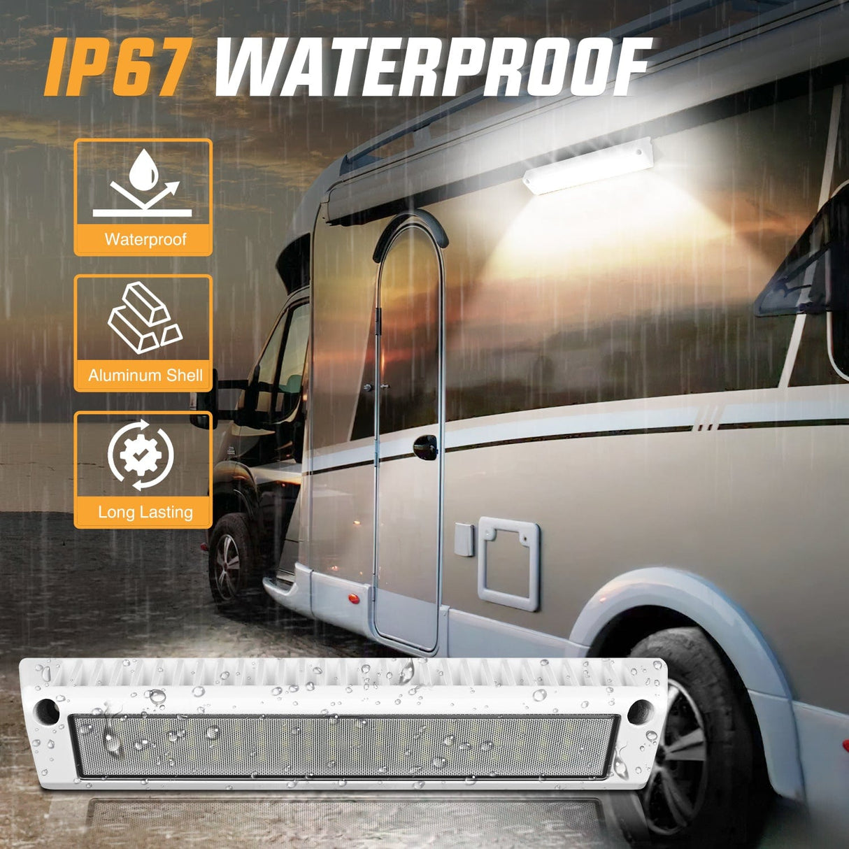 Area Lights RV Exterior Light 13 Inch White Beam Porch Lights White Aluminum