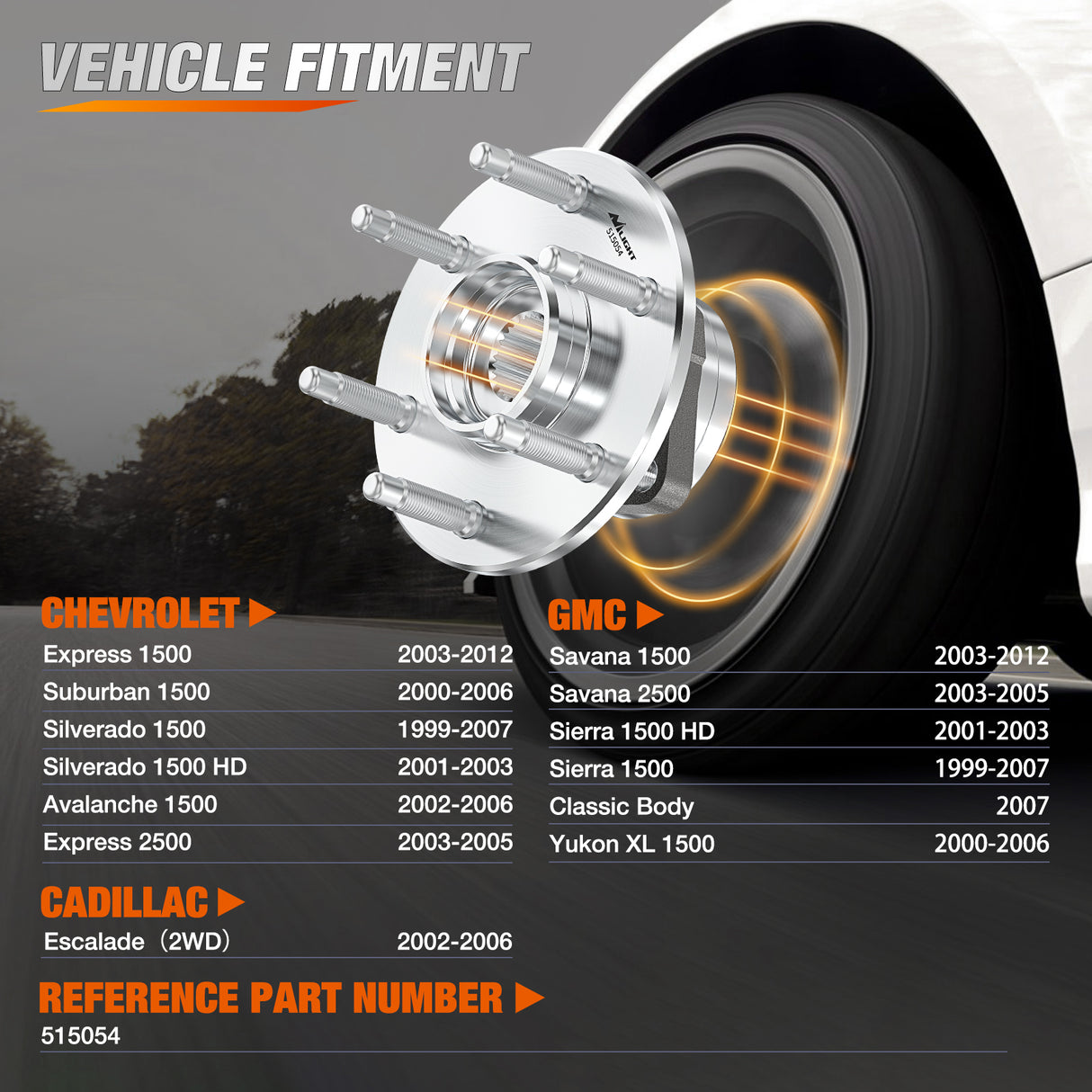 Nilight Front Wheel Hub Assembly for Chevy Sierra Silverado 1500 Avalanche Express 1999-2012, GMC Savana Sierra Yukon XL Cadillac Escalade2003-2005,6 Lugs with ABS Fits ONLY 2WD, OEM 515054