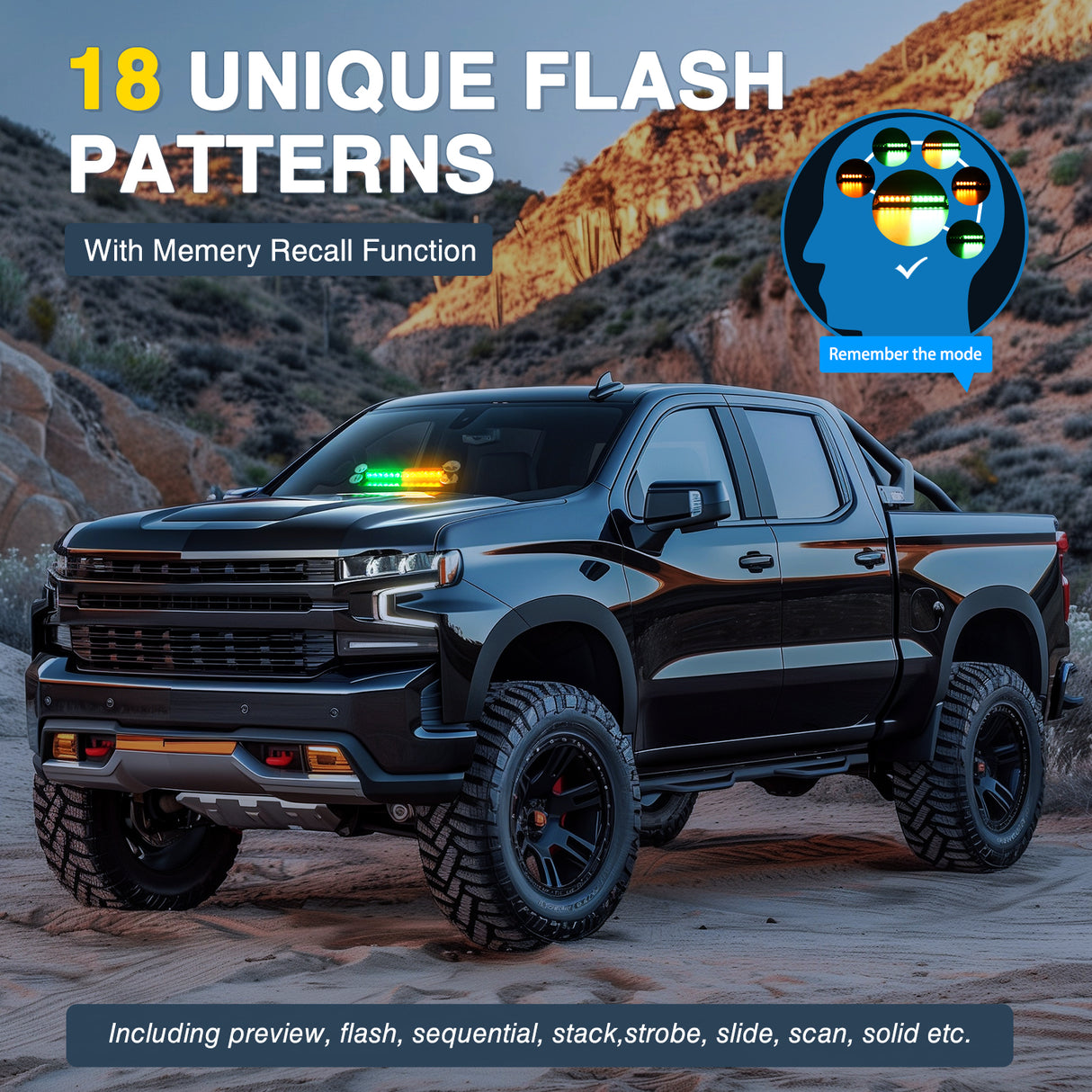 Nilight 12LED Traffic Advisor Strobe Light Bar Amber Green Emergency Warning Hazard Safety Dash Front/Rear Windshield Flashing Lights for Cars Trucks Police Firefighter Plow Construction Vehicles