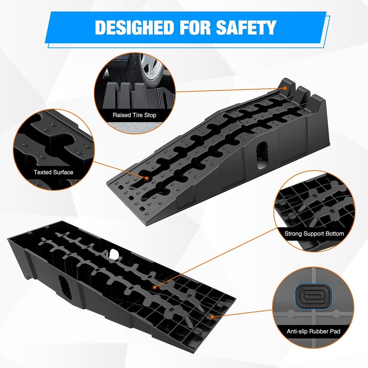 Curb Ramp 6.7Inch Lift Heavy Duty Truck Ramps 12000lb Capacity Portable Service Ramps