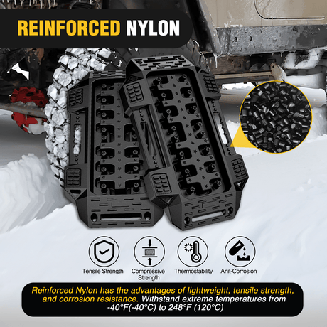 Traction Boards Off-Road Mini Short Recovery Traction Boards For 4WD 4X4 (2PCS Black)