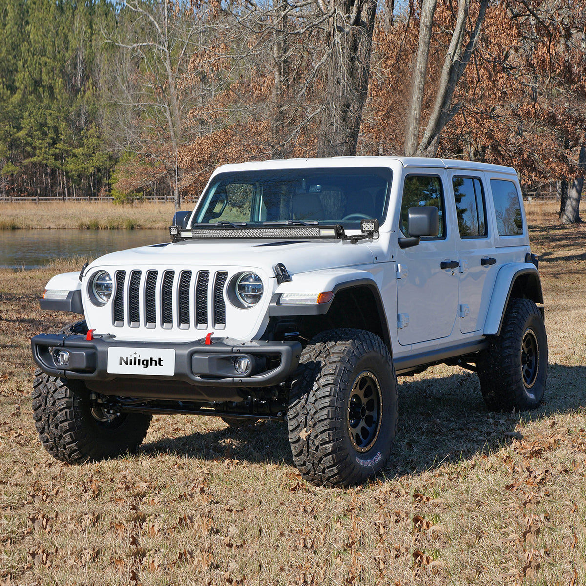 Hood Light Mounting Brackets Compatible with Jeep Wrangler JK 2007-2017, LED Light Bar Hood Mount Bracket, No Drilling Required, 2PCS