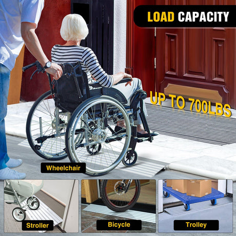 Curb Ramp Door Threshold Ramp 1inch Rise Portable Aluminum Wheelchair Door Transition Entry Ramps for Doorways Home Steps