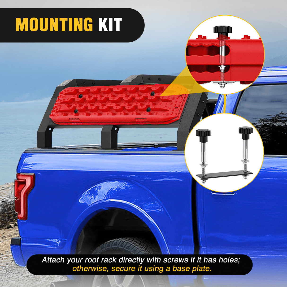 Traction Boards Off-Road Recovery Traction Boards For 4WD 4X4 with 2PCS Mounting kit Zipper Bag 2 leashes (Red)