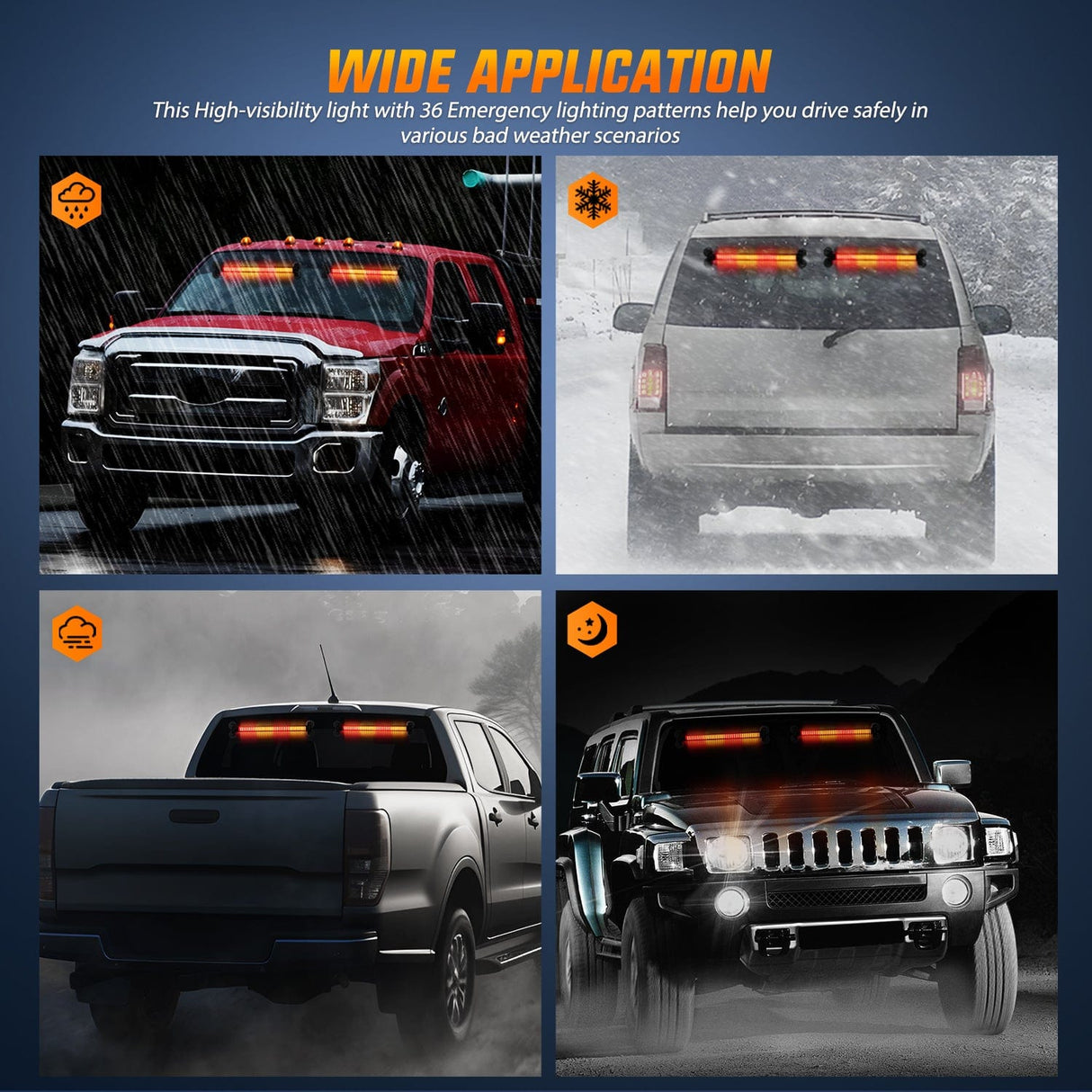 Led Strobe Light 144 LED Strobe Traffic Advisor Light Bar Amber Red with Controller 2 in 1 Automotive Emergency Warning Flashing Police Windshield Lights Bars for Cars Tow Plow Trucks Construction Vehicles