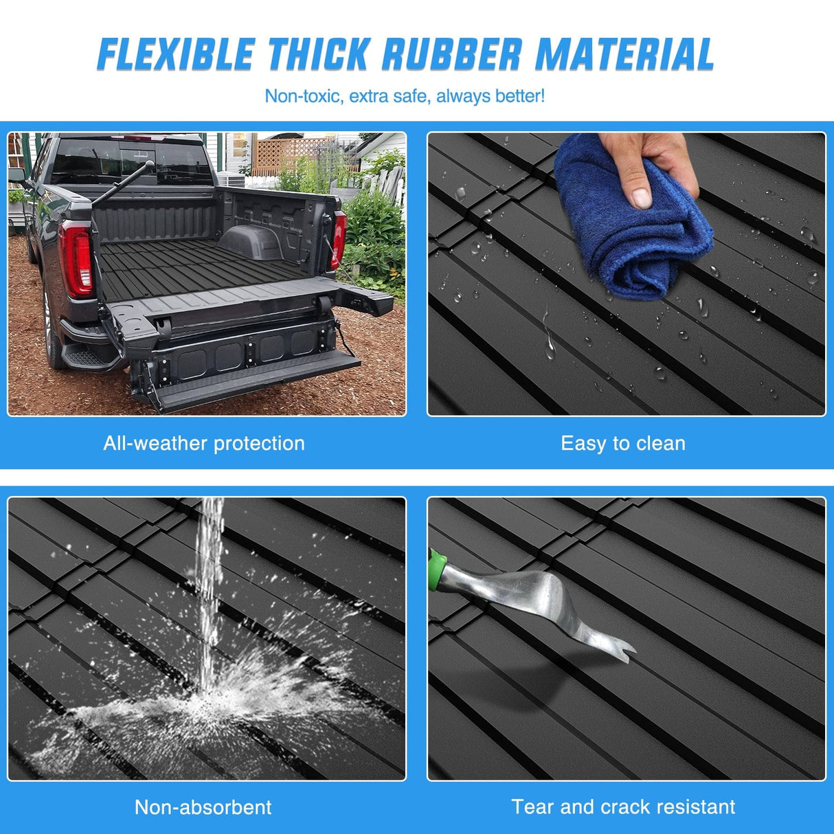 Truck Bed Mat 5.8ft Rubber Short Bed For 2019 2020 2021 2022 2023 Chevy Silverado 1500/GMC Sierra 1500